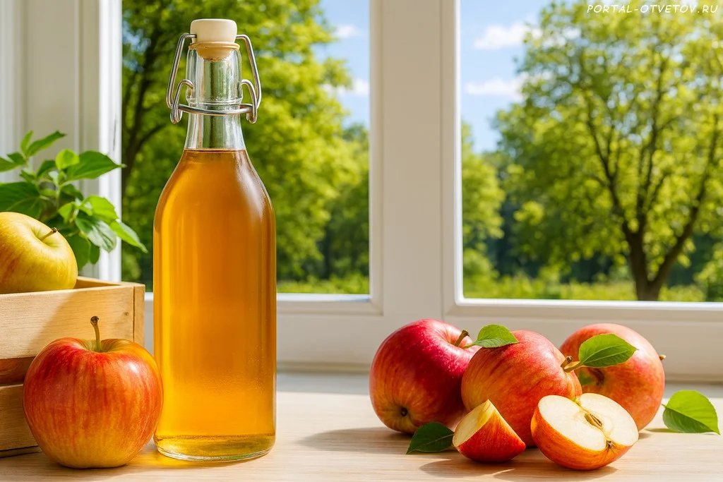 Яблочный уксус и яблоки